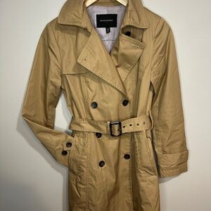 Banana Republic Tan Double-Breasted Trench Coat with Belt